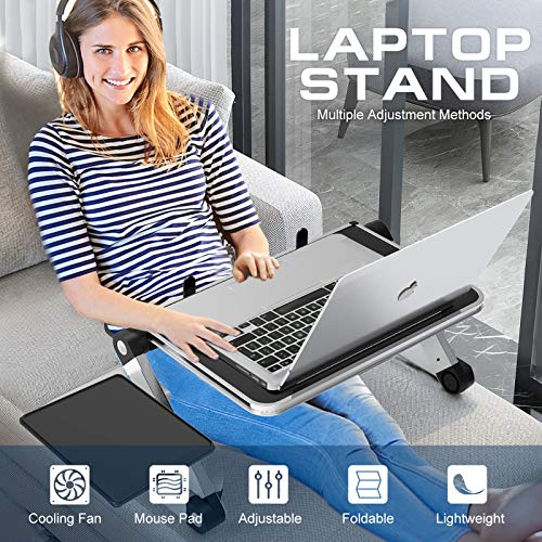 Armyte Laptop Stand Adjustable Height For Desk, Portable Lap Table With Cooling Fan & Mouse Pad For 15.6 Inch Notebook Lightweight Foldable Computer Riser For Couch Bed Sofa Home Office #TOP7