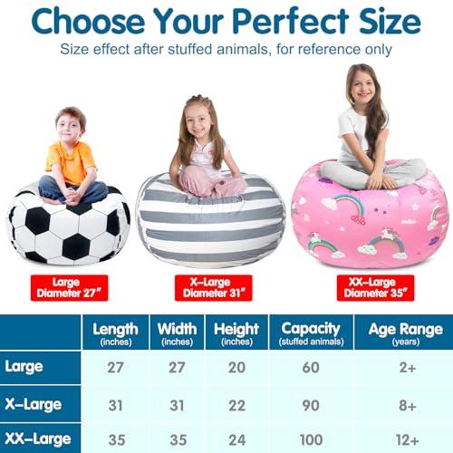 Lukeight Stuffed Animal Storage Bean Bag Chair Cover (No Filling) for Kids, Zipper Beanbag Chair Cover for Organizing Toddler and Kids' Rooms Plush Toys (Gray+White Velvet, Large) - Image 6