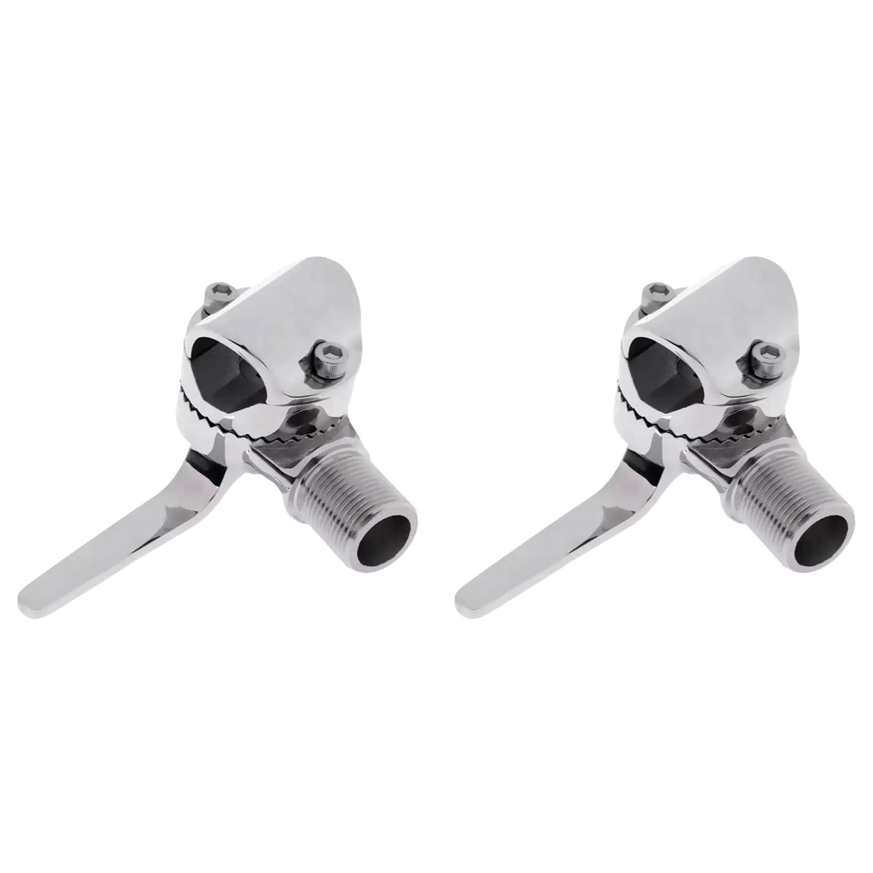 Jnchdghwa Silver 2X Marine Vhf Antenna Mount Rail Mount Adjustable Antenna Base Mount Heavy Duty Ratchet Mount Base Pipe Clamp Hardware