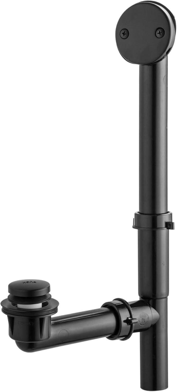 Artiwell 11/2" Black Tubular Bath Drain Kit with TipToe Bath Drain