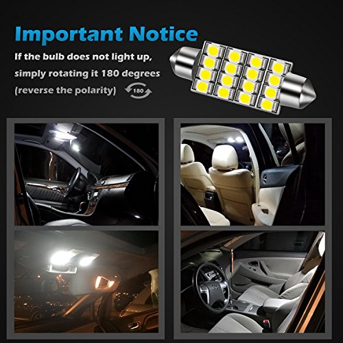 Partsam 10pcs 6000K White 41mm 42mm 43mm Festoon 16-3528-SMD LED Bulbs for Interior Lights Dome Map Trunk Cargo Area Lights 570 578 6413 12V Lamps - Thumbnail 2