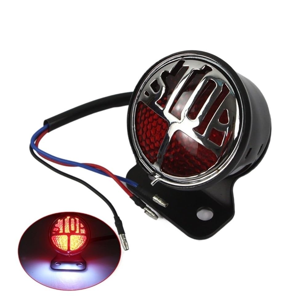 Feu Arrière Stop Moto Rétro Avec Support Plaque D'Immatriculation - Style Chopper