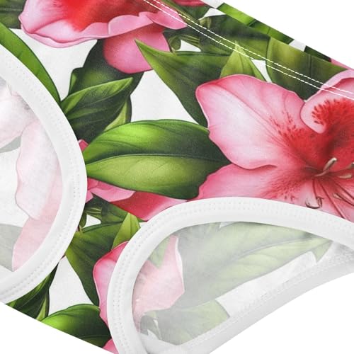 Painted Pink Azalea Flowers Girl Panties Cute Toddler Underwear Floral Cotton Colorful Briefs Kids Undies 2t4