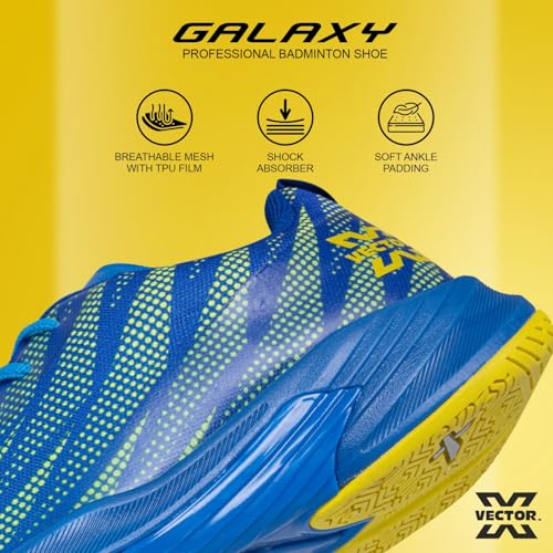 Image of Vector X Galaxy Badminton /Tennis Court Shoe, Breathable Mesh, TPU Fusing, Rubber Outsole for Enhanced Durability, Traction and Slip Resistance, Light Weight Shoe