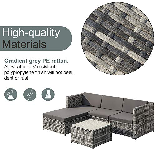 YOTH Gartenmöbel-Set aus Rattan, Gartenmöbel, Terrassenmöbel, Unterhaltungs-Set, Garten, Rattan-Möbel, Lounge-Set (grau) – Bild 6