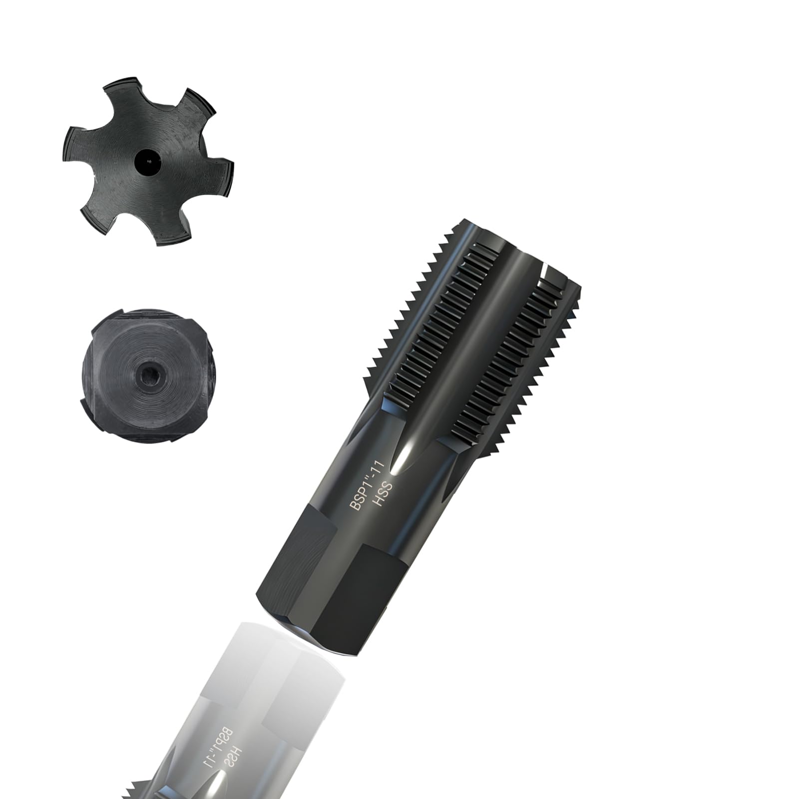 WojBear 1 PCS 1 inch BSP Pipe Tap, 4341 Steel Threader Overall Black Nitriding, Hand Threading Plumbing Tap Set for Accurate Threads, Assorted Plumbers DIY Thread Cutting Tools