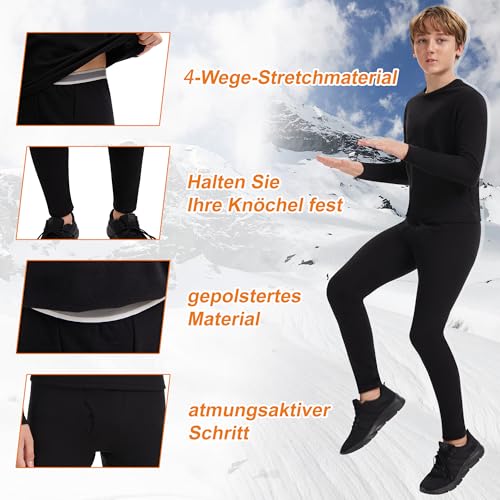 AKKQHH Thermounterwäsche Kinder Funktionsunterwäsche Skiunterwäsche Weich Warm Fleegefüttert Für Jungen Mädchen Winter Fussball Schneeanzug