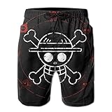 GFBDBZ Men's Anime One Piece Logo Quick Dry Beach Boardshorts Home Swim Trunks, Black, Large