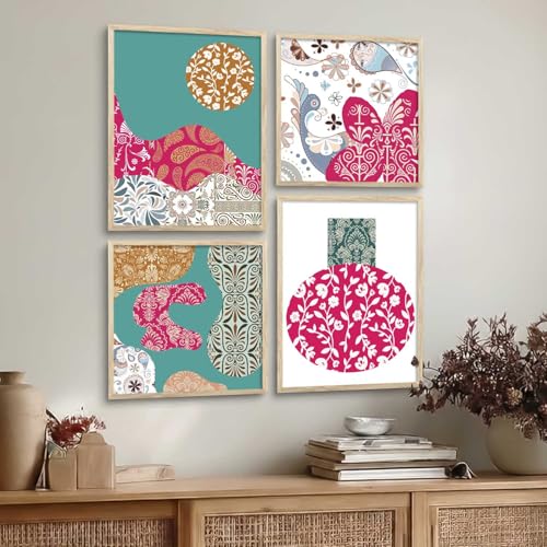 Image of Kalit Kala Decor Paintings for wall decoration with frame | Leaf Nature Paintings for living room, bedroom | Set of 4 (Art 1, Big (13x17 or 13x13))