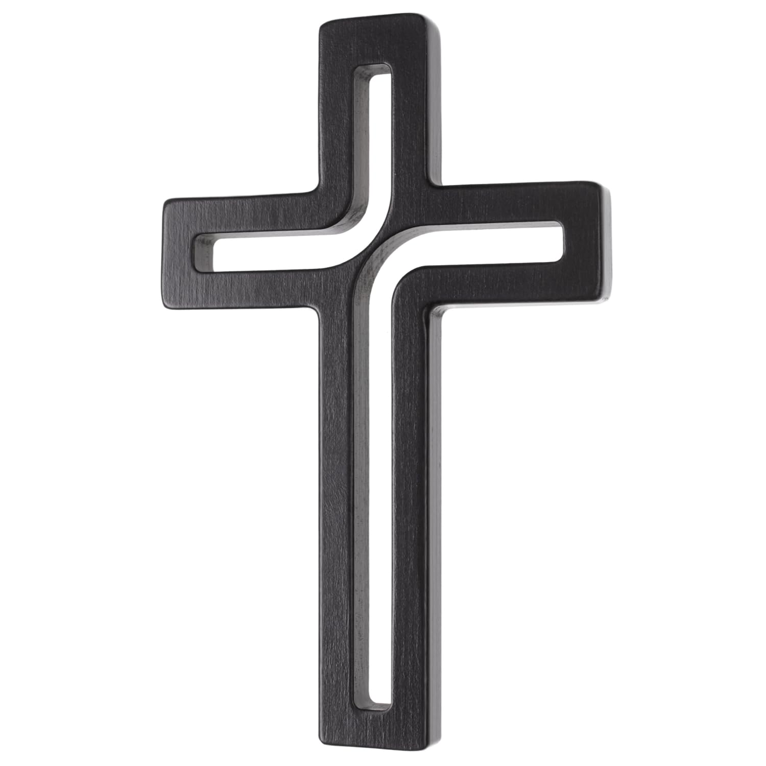 Drewniane Krzyże Hängendes Kreuz aus Buchenholz Modern Wandkreuz Kruzifix Glatte Oberfläche Hängend Holzkreuz (Schwarz, 18x12x1,5cm)