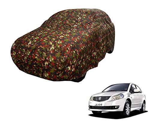 Image of Auto Hub Car Cover Compatible with Maruti SX4 with Weather Proof, Triple Stitched, SX4 Car Cover Jungle Look