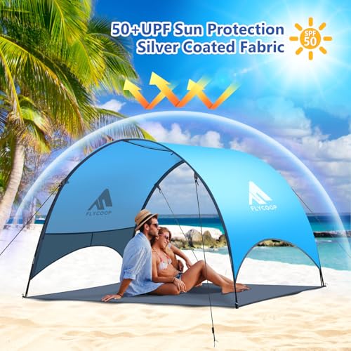Beach Umbrella with UPF 50+ UV Protection – Compact & Portable Beach Tent Canopy with 360° Ventilation, Wind Ropes & Stakes – Family, Travel, Backyard, Park Shade (Blue, 90.5 * 59 * 53″) - Image 3