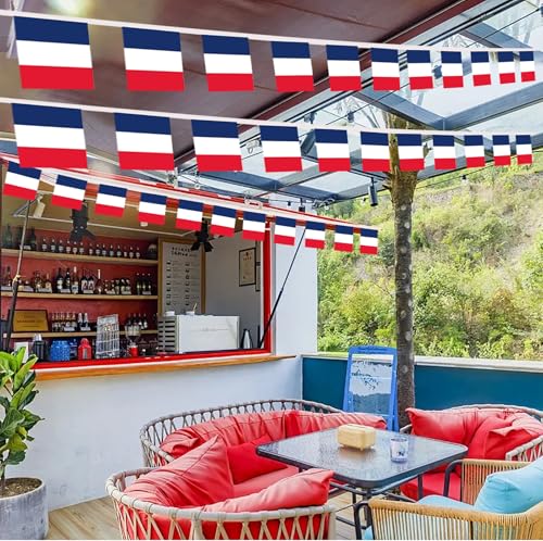 Image of 2 Pack France Flag Banner String Small Mini 66 Feet 60 Pcs French Hanging Flags Decoration