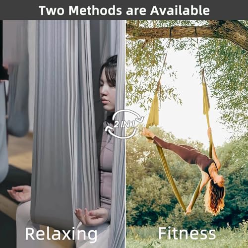 Lf Yea Yoga Hammock Set 5.5 Yards Nylon Tricot Silk Aerial Yoga Hammock Home Yoga Swing Kit For Aerial Antigravity Yoga,Flying Yoga,Yoga Starter Darkpurple thumb #4