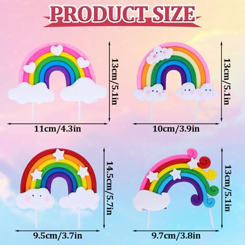 Divina Vitae 600233_1_ZSWQBJXV 4 Pcs Pastel Rainbow Cake Topper Soft Pottery Rainbow And Cloud Cake Topper Colorful Rainbow Cake Decorations Personalized Rainbow High Cake Topper thumb #2