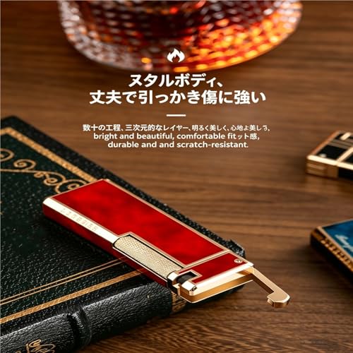 Encendedor metalico retro con llama suave y rueda lateral miniatura 4