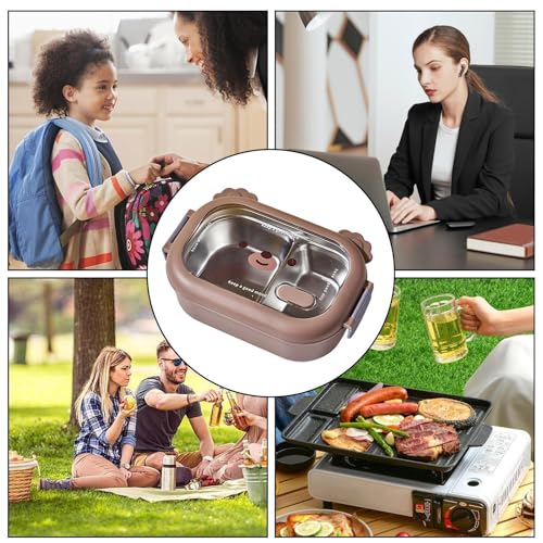 Lonchera de acero inoxidable de 1000 ml con compartimentos para comida 5