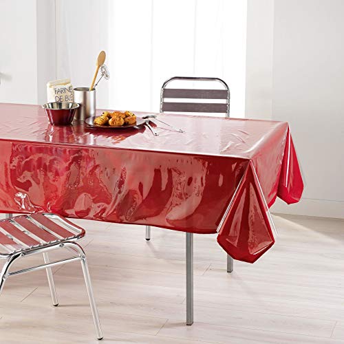 Douceur d'Intérieur Nappe 140 x 240 Uni Cristal Transparente 15/100E, Vinilo, 140 x 240 cm