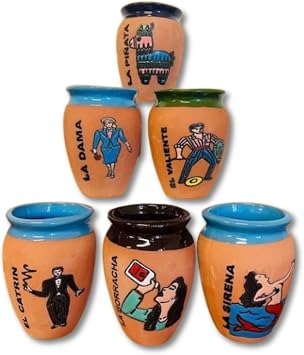 Loteris Clay Cantaritos, Set of 6, Assorted Designs