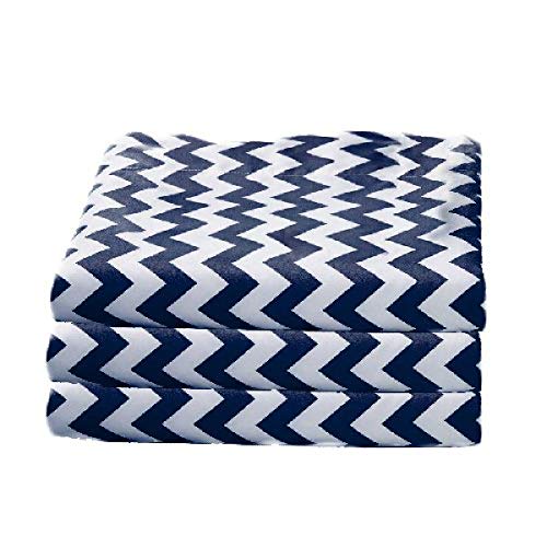 bkb Daycare 12 Piece Chevron Flat Crib and Toddler Sheets, Navy