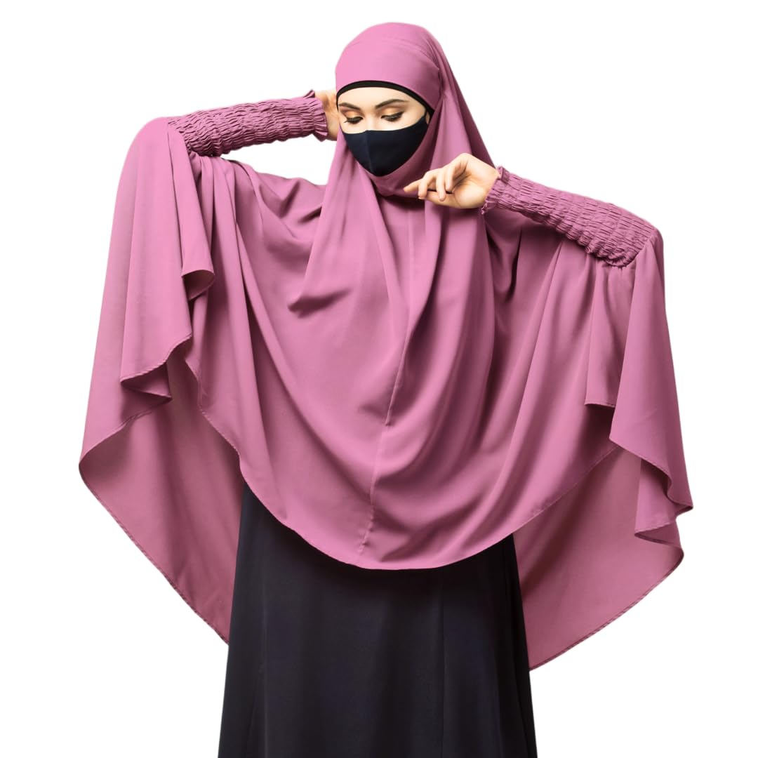 BashariyaInstant Ready To Wear Khimar Hijab With Adjustable Mouthpiece In Firdaus Fabric (KHMR-044)