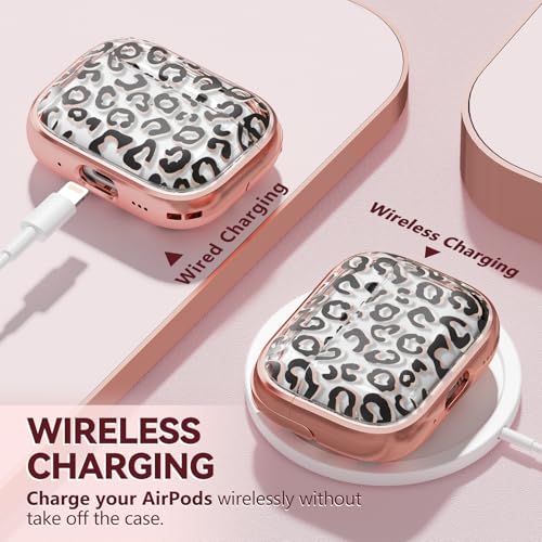Image of Inesore for AirPods Pro 3 Case Cover 2025 with Lock-Black+Brown Leopard | Two-Piece Design,with Gold Keychain & Clean Pen, As Phone Stand,Support Wireless Charging,Cute Luxury Case for Women Girly