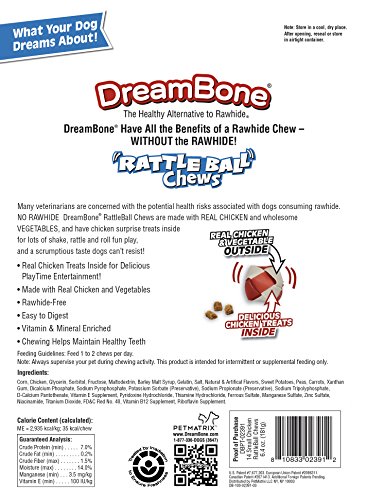 Dreambone Twist Sticks, Rawhide-Free Chews For Dogs, With Real Chicken, 50-Count & Rattleball Small Chews 14 Count, Rawhide-Free Chews For Dogs, With Real Chicken Treats Inside #TOP5