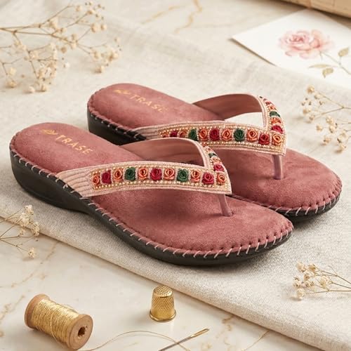 Image of TRASE Orthopedic Comfortable Footwear for Women | Stylish V Strap Chappal with Soft Cushioned Footbed | Perfect Slippers for Woman Daily Use