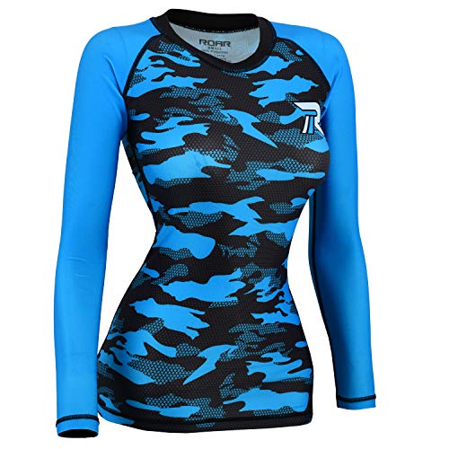 ROAR MMA Grappling Rash Guard BJJ Training No Gi UFC Fight Gear Long Sleeve Shirt (PF Blue, Medium)3