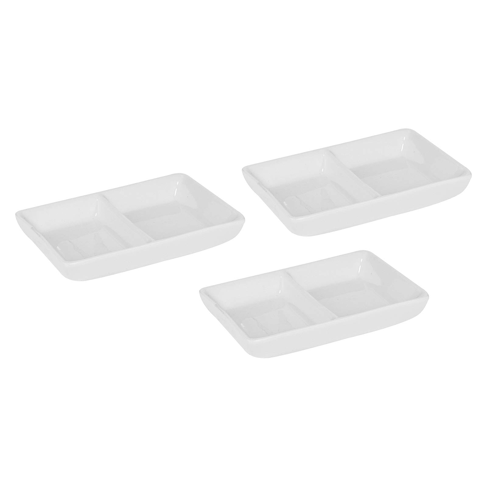 Verona 2 Divided Rectangular Dish Set of 3-10.5 x 7 cm,White