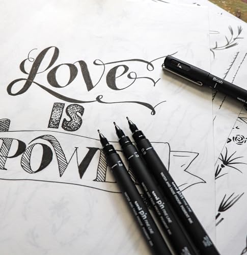 uni-ball Bolígrafos de punta fina con punta fina, tinta resistente al agua y a la decoloración, ideal para bocetos, álbumes de recortes, contornos, arte, dibujo técnico, en caja de regalo (sepia, 0.5 - imagen 6