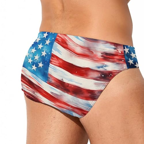 4th of July Patriotic U.S. Flag Men's Swim Briefs Sexy Bikini Swimsuit Beach Shorts Underwear Low Waist3