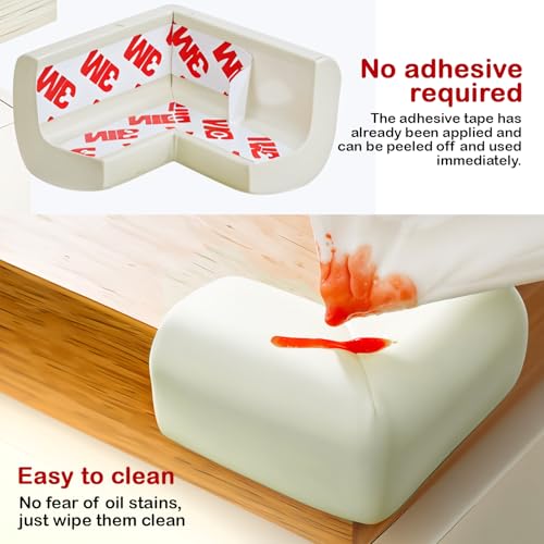 Image of BAYBEE Corner Protector for Baby, Baby Proofing Cushion Guards with 6.5ft Edge Strip & 10 Pcs, Child Safety Protector for Furniture, Table Corners Edge Protector for Kids (Cream)