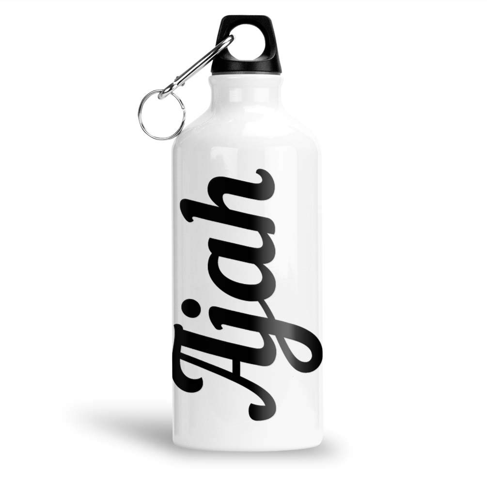 FurnishFantasy Aluminium White Sipper Bottle 600 ml - Best Gift for Happy Birthday, Return Gift, Name - Ajah