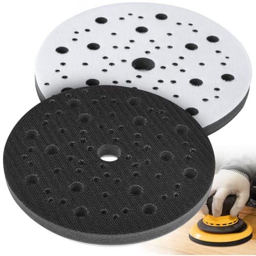 BESPOTCL Softauflage Ø 150mm 70-Loch 2 Stück Schaumstoff Zwischenschicht weich Interface-Pad kompatibel mit MIRKA Buffer Pad für Exzenterschleifer mit Klettverschluss