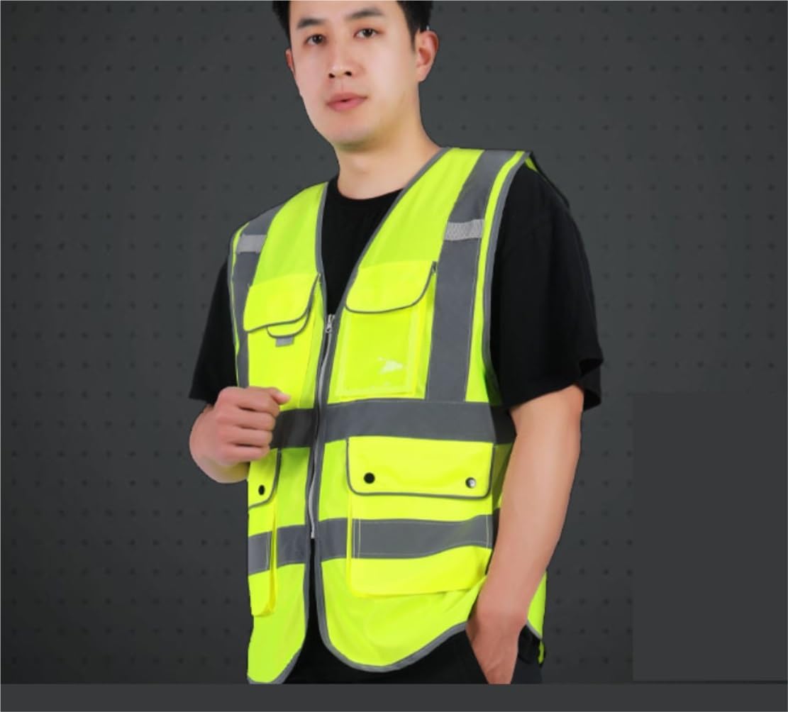 Chalecos Reflectantes de Alta Visibilidad, Chaleco Reflectante Hombres Mujeres Multicolor for tráfico Ciclismo construcción(Yellow)