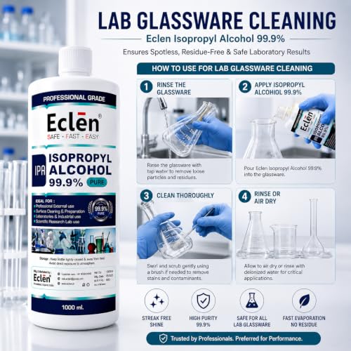 Image of ECLEN Isopropyl Alcohol 99.9% IPA | High Purity Isopropyl Rubbing Alcohol for Electronics Cleaning, Laboratory, Industrial, Surface Preparation & Technical Use (1000ml)