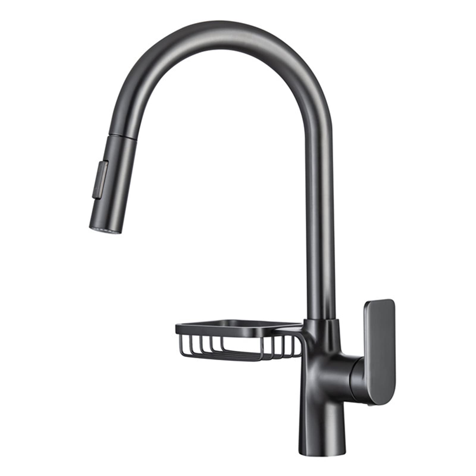 COSZWQDP Kitchen Faucet Gun Gray Sink with 2-Modes Pull-Out Sprayer Brass 360° Swivel