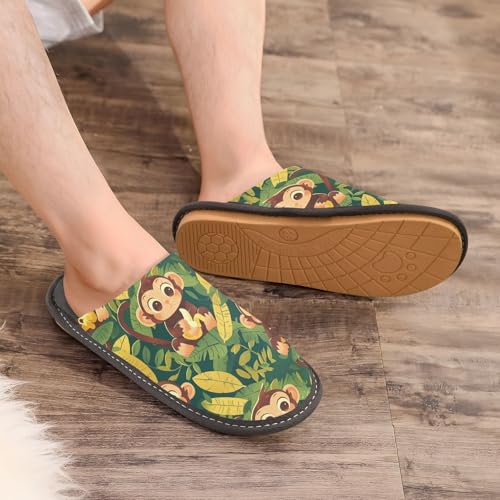 visesunny Women Men's Fuzzy Slippers Plush Warm Winter Cute Monkey Banana Fruit Cozy House Slippers Comfy Indoor Shoes4