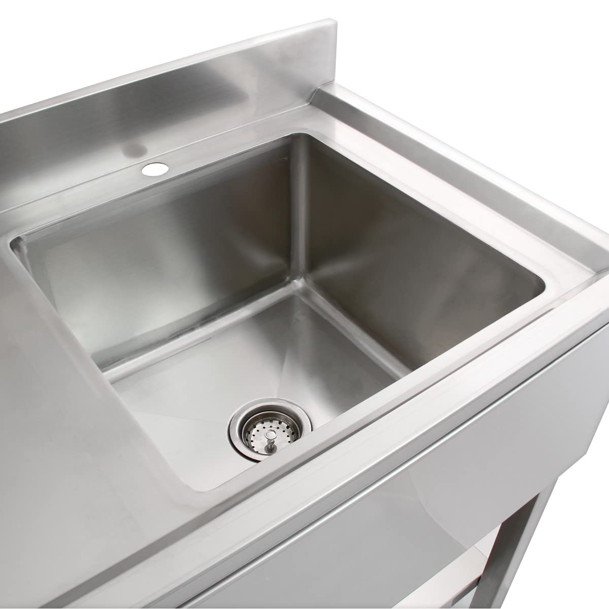 Lavello per ristorazione in acciaio inox cucina commerciale ristorante bar utility 90x120x60cm scolapiatti a sinistra a libero posizionamento ripiano inferiore regolabile Drenaggio a Sinistra