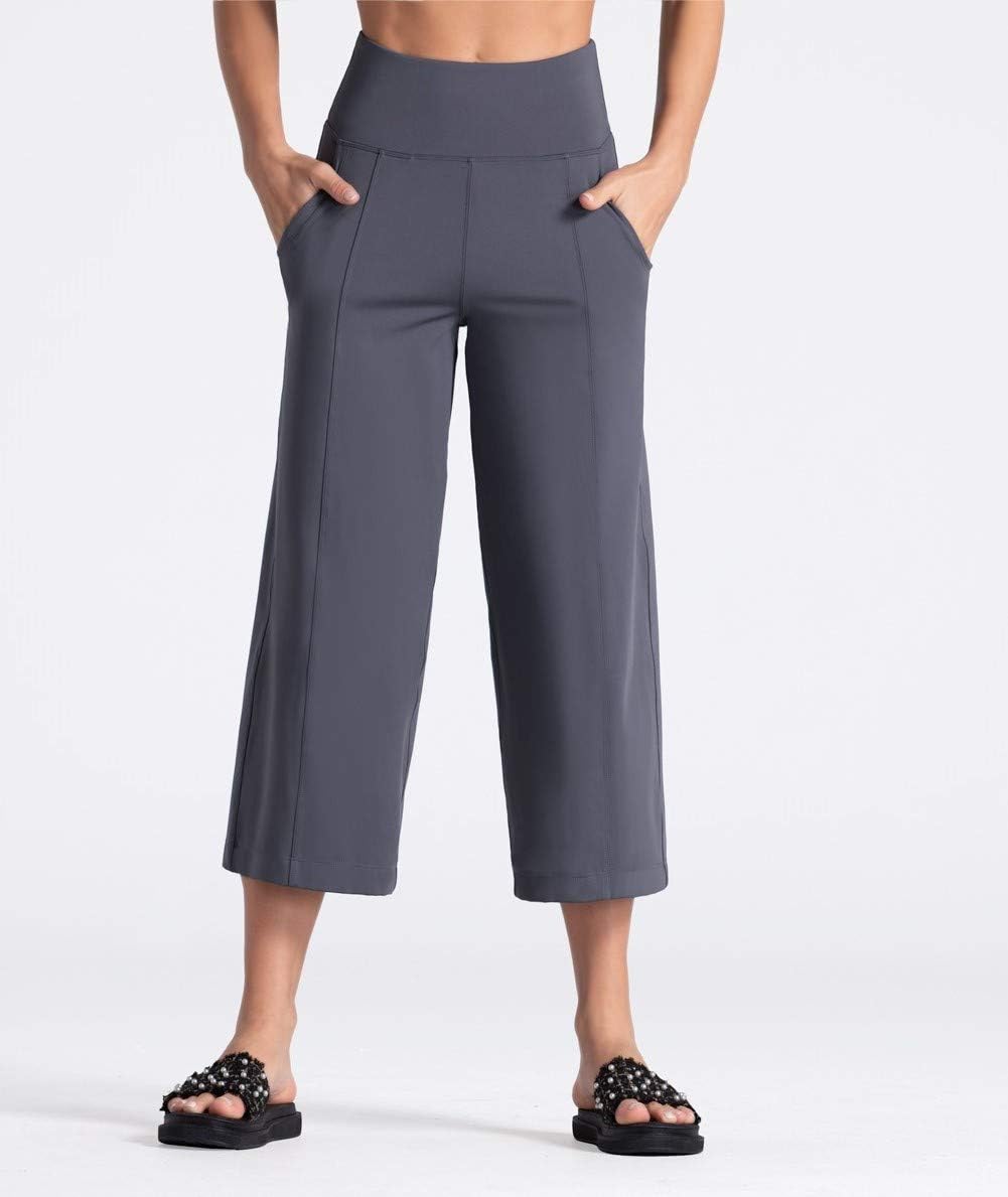 THE GYM PEOPLE Womens' Yoga Pants with Pockets and Tummy Control High Waist in Flare Crop - Image 2