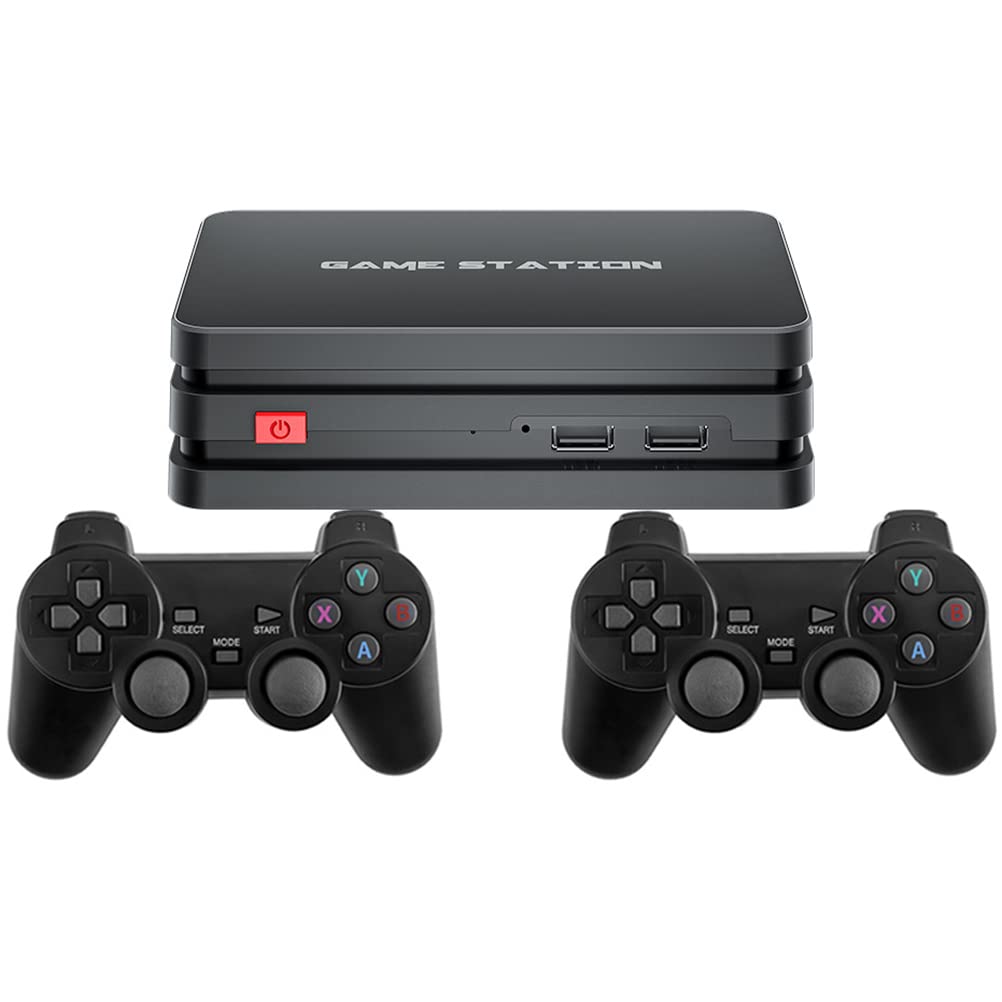 HJKPM 64G Plug and Play Game Console, PS1 Wireless Retro Game Consoles Built-in 10000 Classic Games 