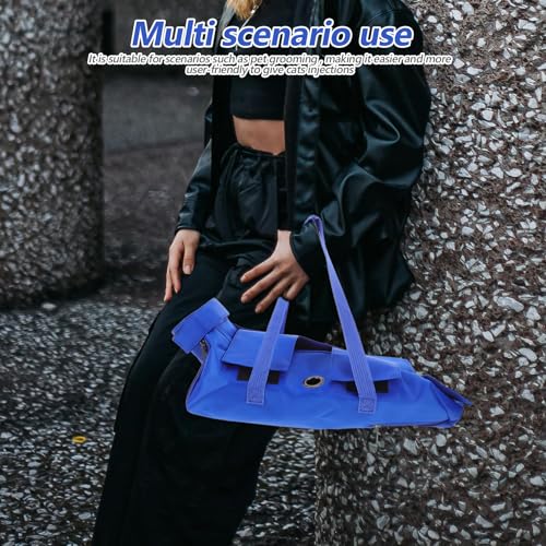 Bolsa de nylon azul para gatos IMIKEYA con diseño antiarañazos y estructura plegable 6