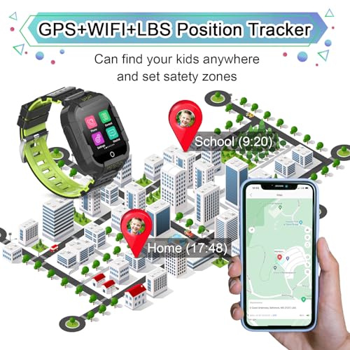 Wonlex 4G GPS Smart Watch for Kids with SIM Card, 1.4" Touch Screen Kids Smartwatch for Boys Girls Gift, Kids Phone Watch with Video Calls/Voice Chat/Camera/Music/Alarm/SOS/Pedometer4