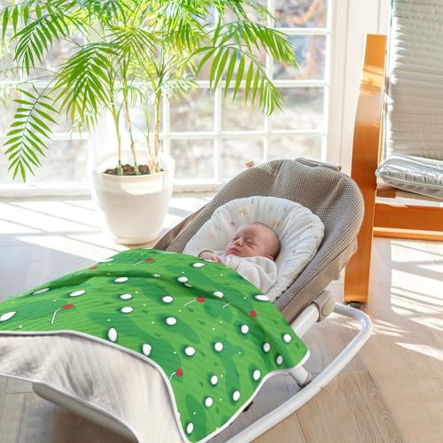 Image of Baby Blankets for Baby Boy or Girl Soft Warm Multi Use Wrap Swaddle for Infant Toddler Kid Crib Bedding 30X40in Golf Green