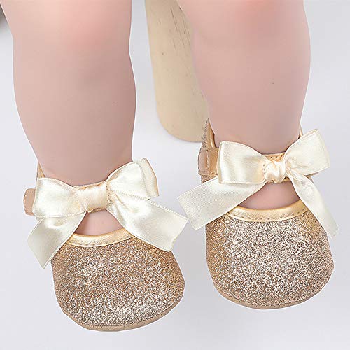 Timatego Baby Girl Mary Jane Flats Lace Bow Non-Slip Soft Sole Newborn First Walker Wedding Princess Party Dress Shoes2