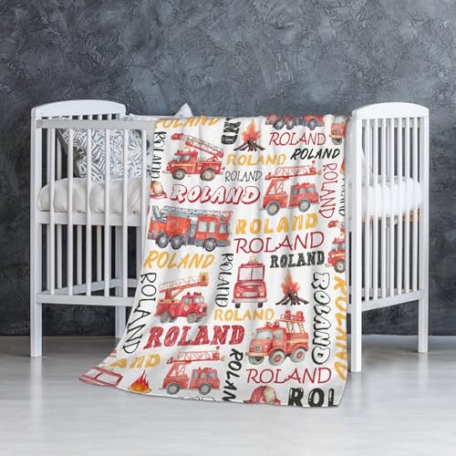 Image of Personalized Fire Trucks Firefighter Custom Baby Blanket Gifts for Boys Girls Super Soft Blanket Swaddle Newborn Cozy Receiving Blanket Stroller Throw 40x30 in for Puppy