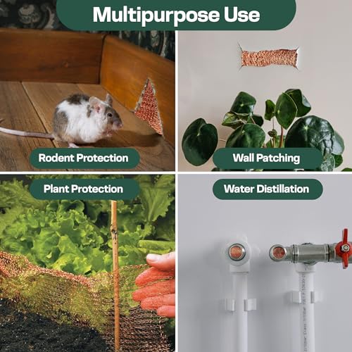 3 gen raytrends copper mesh rodent control kit 5 inch x 35ft rustproof copper wool blend ideal for sealing water gaps gardening - diy hole filler with scissors gloves amp packing tool