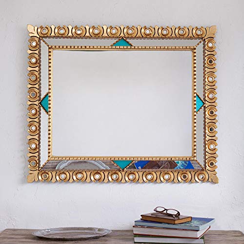 Novica Colonial Herald Bronze Gilded Wood Wall Mirror #TOP1