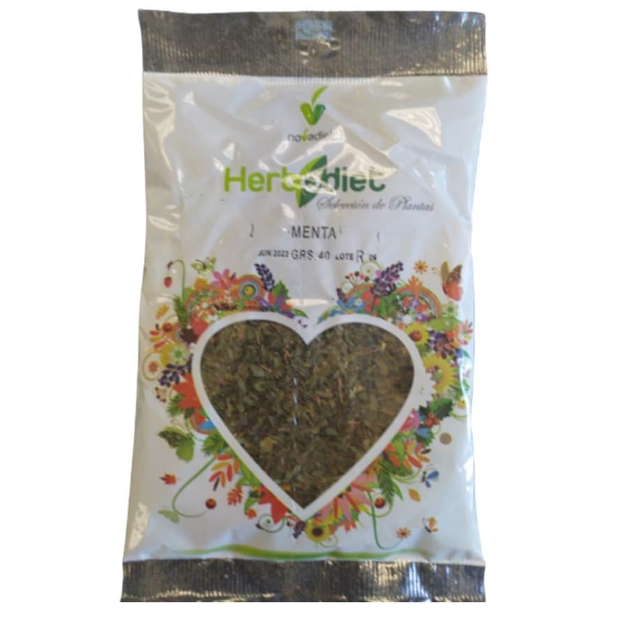 Hojas de Menta Deshidratadas 40g Hierba Aromática Natural para Infusiones, Tisanas y Uso Culinario Sabor Fresco e Intenso, Ayuda Digestiva, Vegano, Sin Gluten
